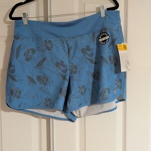 Hang Ten Blue Floral Quick-Dry Athletic Shorts